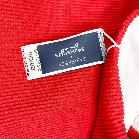 Gabifresh x Swimsuits For All Ribbed Monokini White Red 10D/DD NWT - Picture 8 of 14